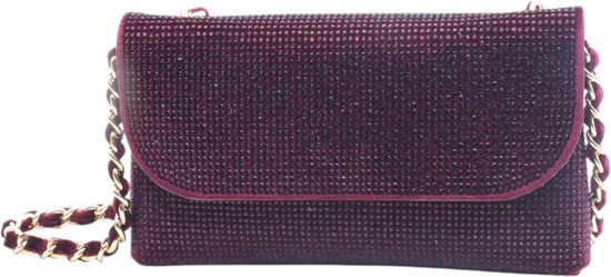 Flora & Co - clutch - avondtasje bling bling - handtas feestdagen - bordeaux/paars
