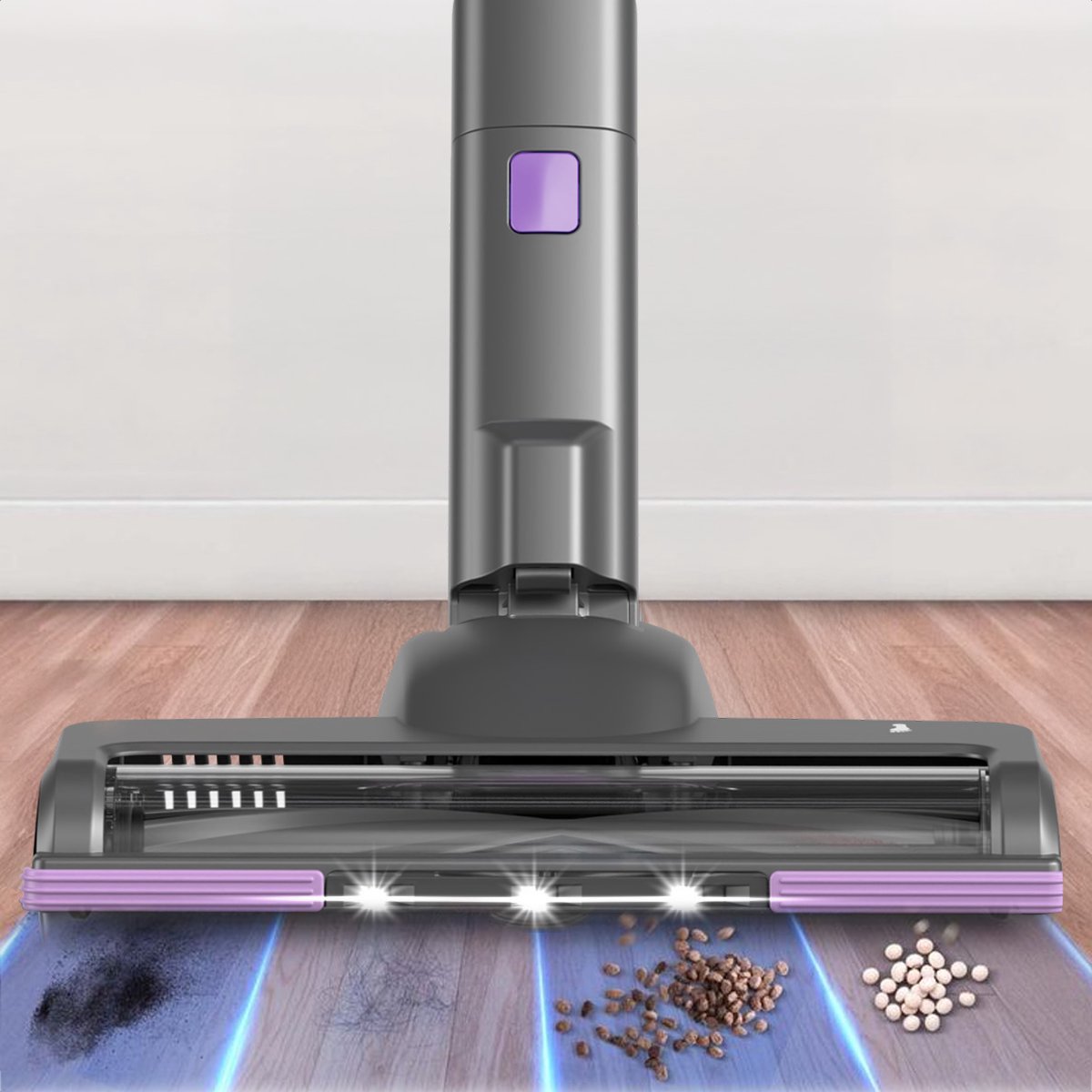 Auronic Steelstofzuiger Draadloos 350W - Draadloze Stofzuiger - HEPA Filter - Zelfstaand - Op Accu - Zonder Zak - Kruimeldief - Vacuum Cleaner - Grijs/Paars – foto 6