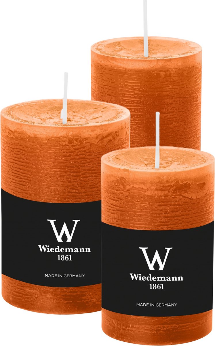 Wiedemann Cilinderkaarsen/stompkaarsen - set van 3 - rustieke kaars - cognac - 6x9/6x12/7x10 cm
