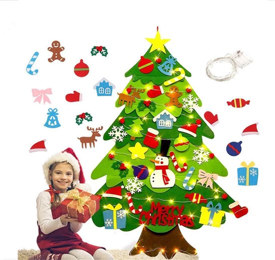 Vilten kerstboom set - DIY kerstdecoratie - 32 stuks - groen - vilt