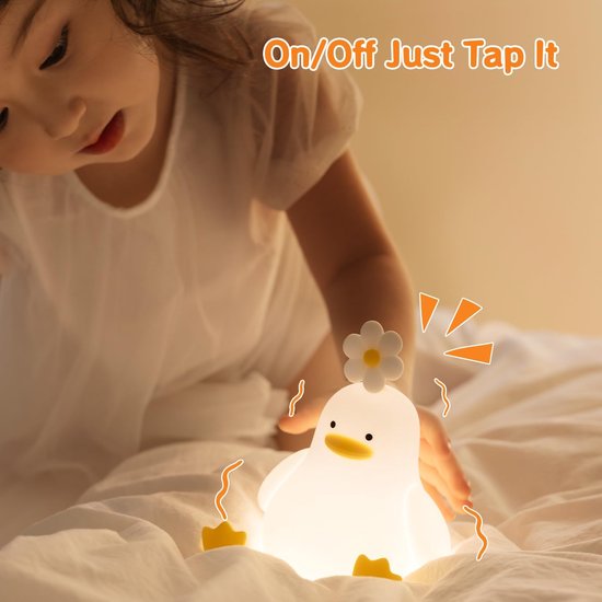 KCVV Schattig Eendje Nachtlampje-Kinderkamer Nachtlampje-Nachtlampje Kinderen-Nachtlampje-Bedlampje-Dimbaar-Timer-Wit van Merkloos — afbeelding 3