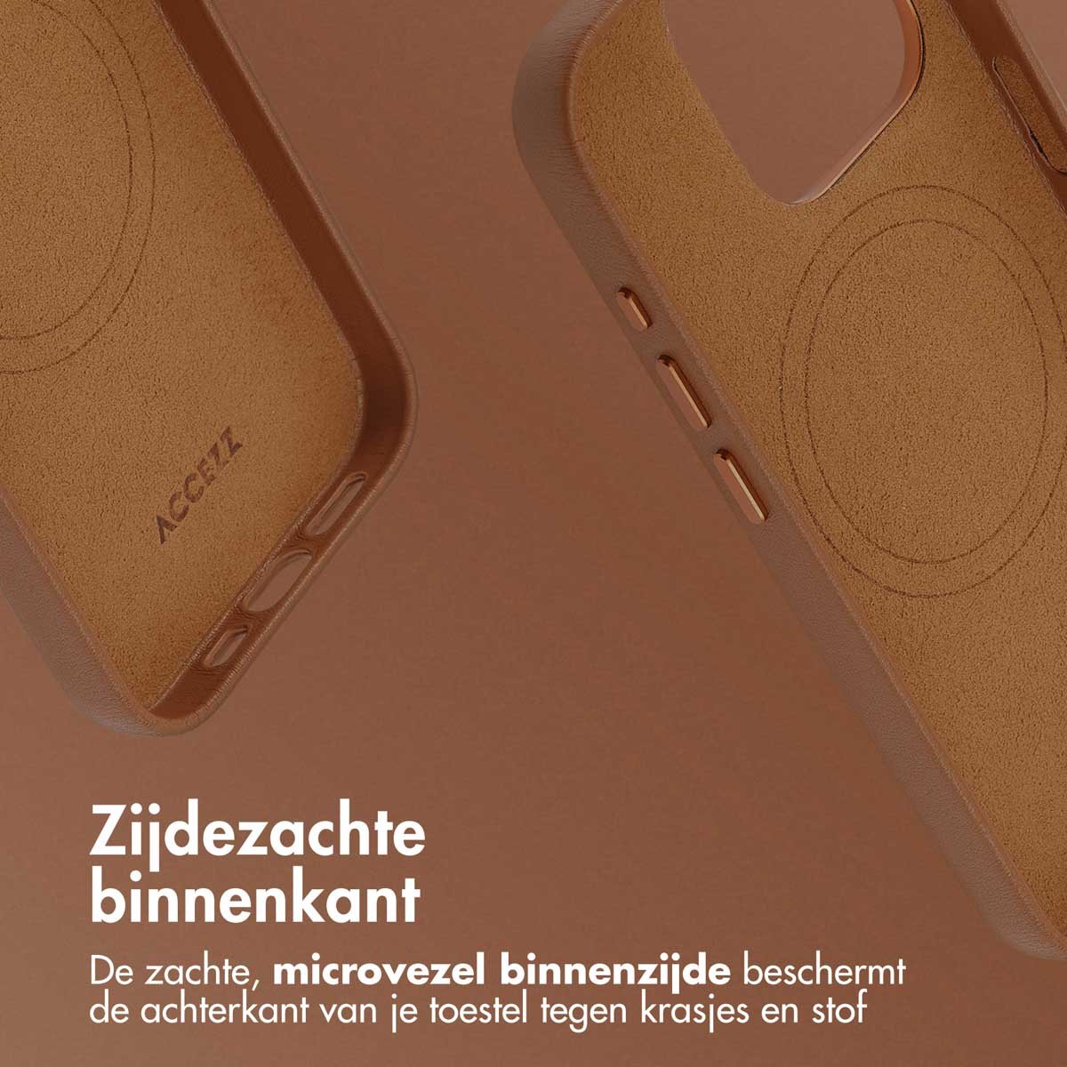 Accezz Hoesje Geschikt voor iPhone 15 Pro - Accezz Geschikt voor MagSafe Leather Backcover - Bruin