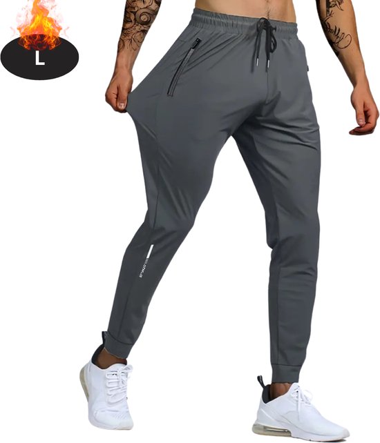 Livano Trainingsbroek Heren - Sportbroek - Trainingsbroek Lang - Trainingspak - Sportkleding - Donkergrijs - L