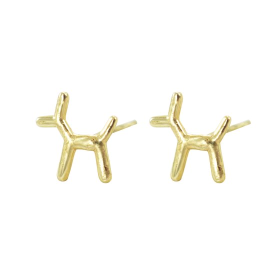 New Bling 9NBSAM-G190064 Gouden Oorknopjes - Dames - Hond - 8 x 7,6 mm - 14 Karaat - Goud