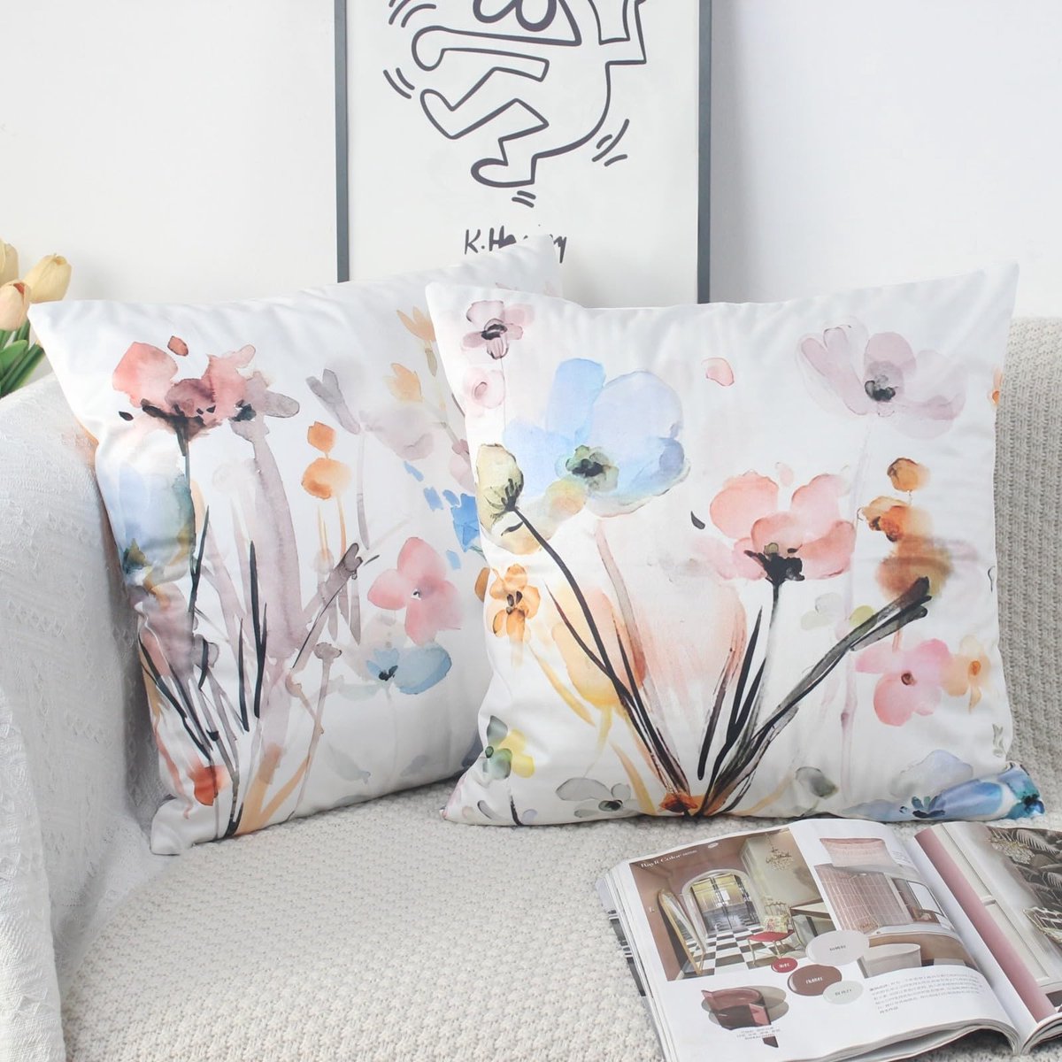 La'Moussawi ® Kleurrijke Fluwelen Kussenhoezen Set van Twee voor Stijlvolle Woonkamer Decoratie