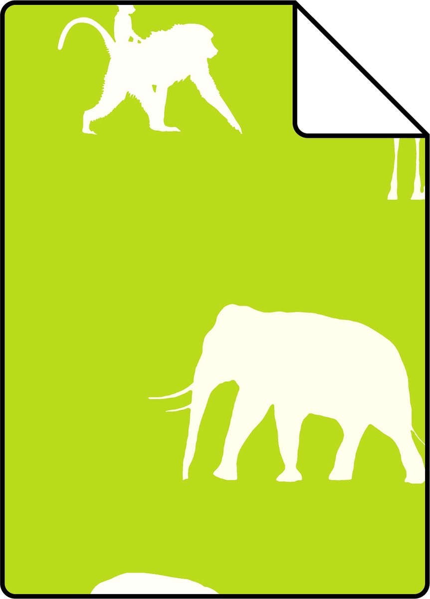 Proefstaal ESTAhome behang dieren limegroen - 26.5 x 21 cm - 137336-S