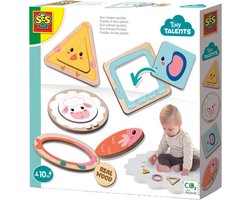 SES Creative - Tiny Talents - Duo vormen puzzels - Montessori vormenstoof - Puzzel 1 jaar - mooi bedrukt hout - makkelijk voor kleine kinderen - Speelgoed 1 jaar