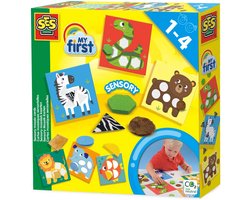 foto van SES Creative - My First - Sensorisch Speelgoed - mozaïek kaarten - 24 mozaïekvormen in verschillende structuren - met 6 kaarten - Sensory - 1 tot 4 jaar