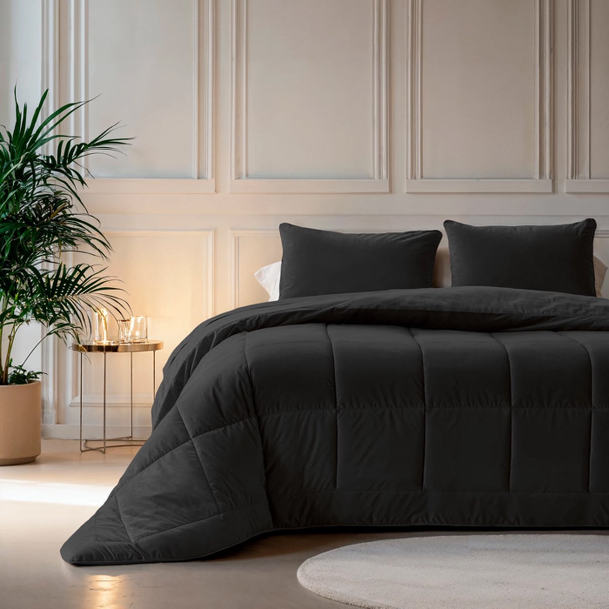 Zavelo Easy All-in-one-Dekbed Velvet Zwart - 1-persoons (140x200 cm) - Lazy Dekbed zonder overtrek - Wasbaar Dekbed - Zomerdekbed & Winterdekbed