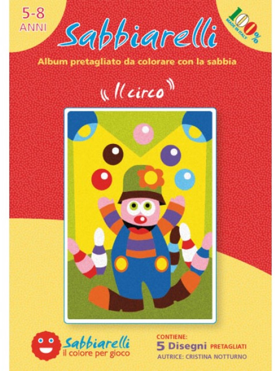 Sabbiarelli zandschilderen album circus 15x20 cm 5 stuks creatief speelgoed.