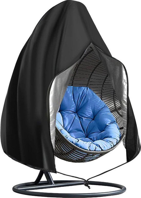 Egg Patio Hangstoelhoes, 200 x 230 cm, dubbele eierstoelhoes met ritssluiting en trekkoord, outdoor waterdicht, winddicht, duurzame, zwaar belastbare meubelbeschermer voor hangstoel