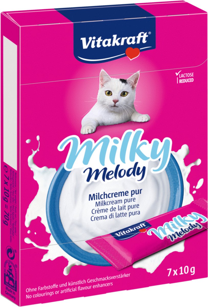 Vitakraft Milky Melody Puur melkcrème kattensnack (7 x 10 g) 1 verpakking