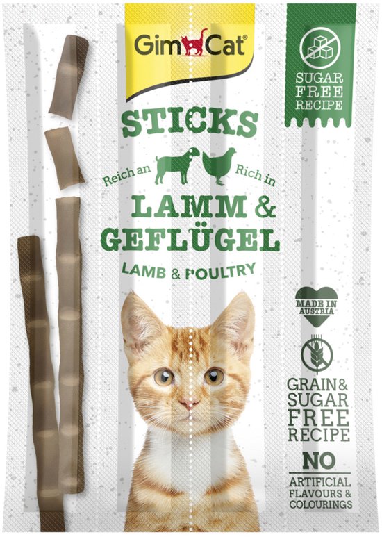 Gimcat Sticks - Kattensnack - Lam Gevogelte 20 g 4 stuks
