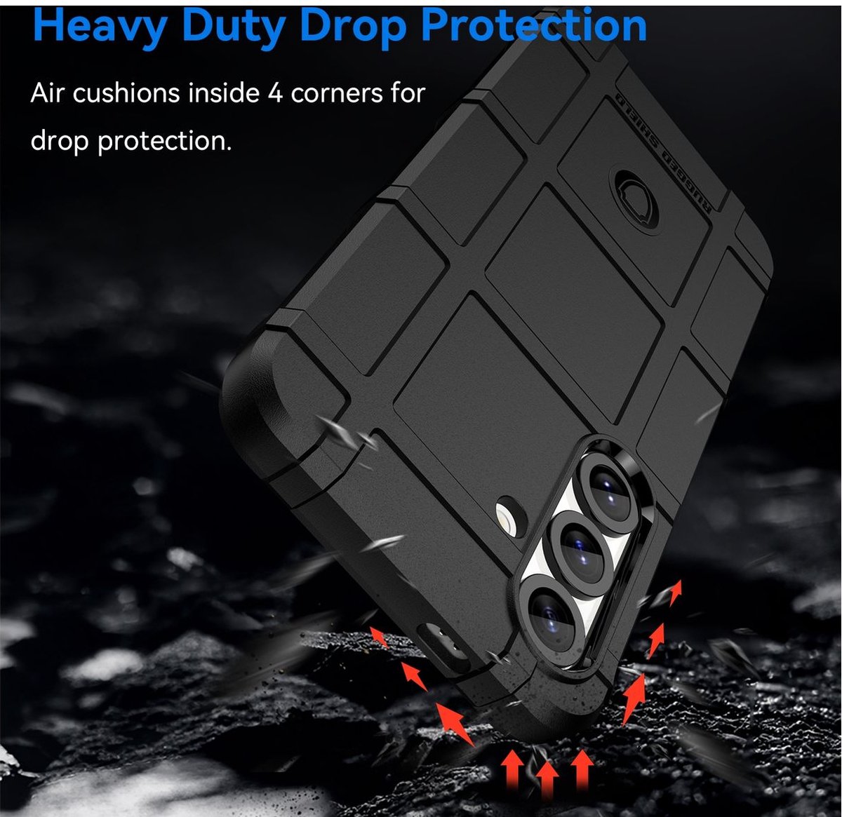 Mobigear Hoesje geschikt voor Samsung Galaxy S25 Telefoonhoesje Flexibel TPU | Mobigear Rugged Shield Backcover Shockproof | Schokbestendig Galaxy S25 Telefoonhoesje | Anti Shock Proof - Zwart