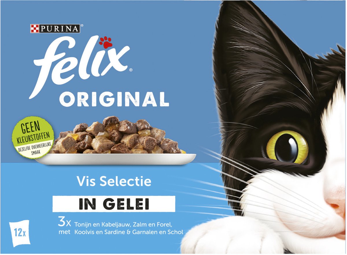 Felix Kattenvoer Nat Original Vis Selectie in Gelei 12 x 85 gr