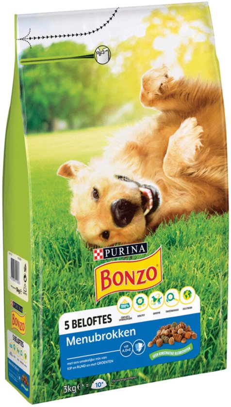 Bonzo Menubrokken Kip&Rund&Groente - Hondenvoer - 3 kg