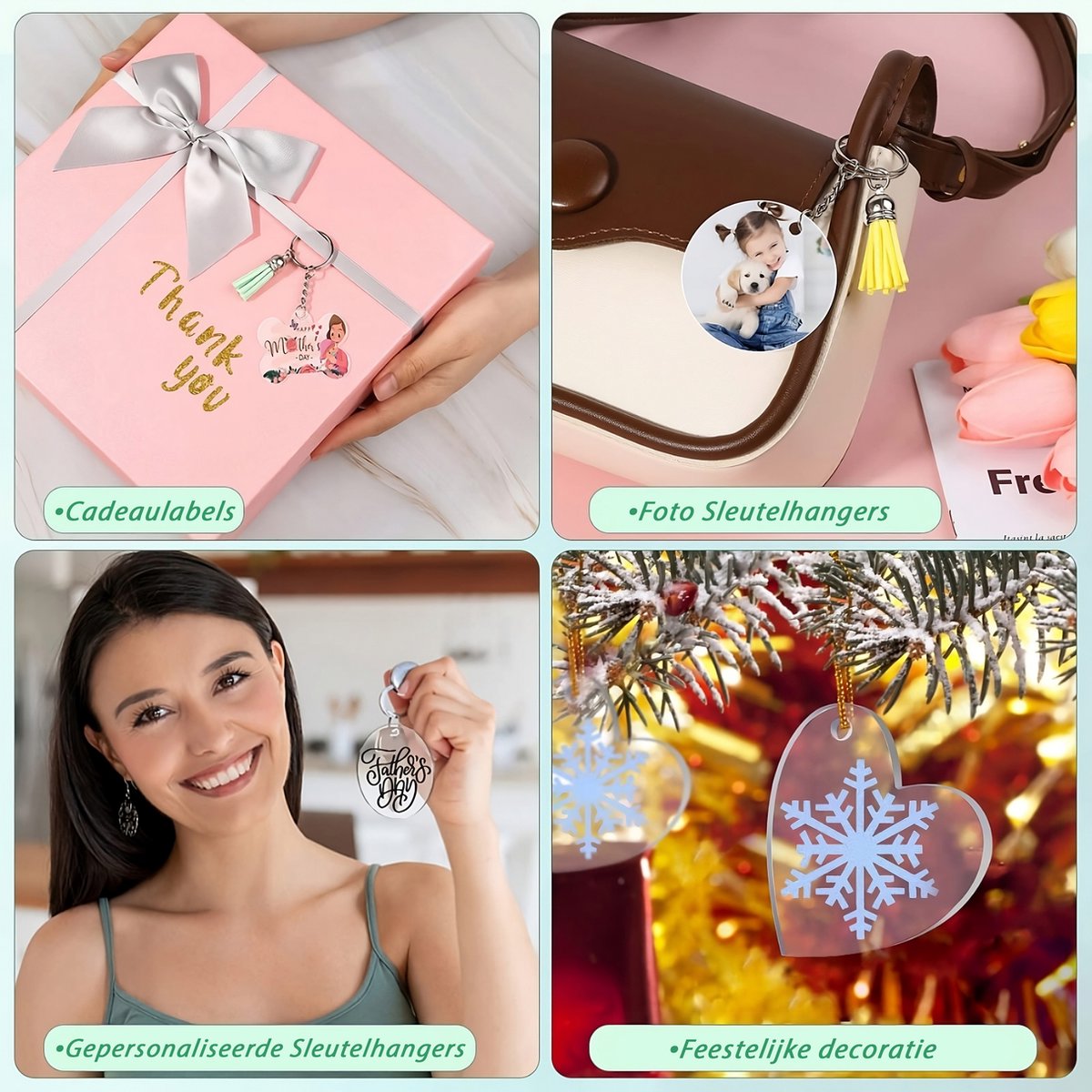 155-Delig DIY Sleutelhangers Maken Knutselpakket met Sleutelringen, Kwastjes, Blanco Transparant Plastic Plexiglas - Foto/Sleutellabels Personaliseren - Knutselen Meisjes, Jongens, Volwassenen Sieraden Hobby - Leeg Acryl Plaat Keychain Graveren — afbeelding 6