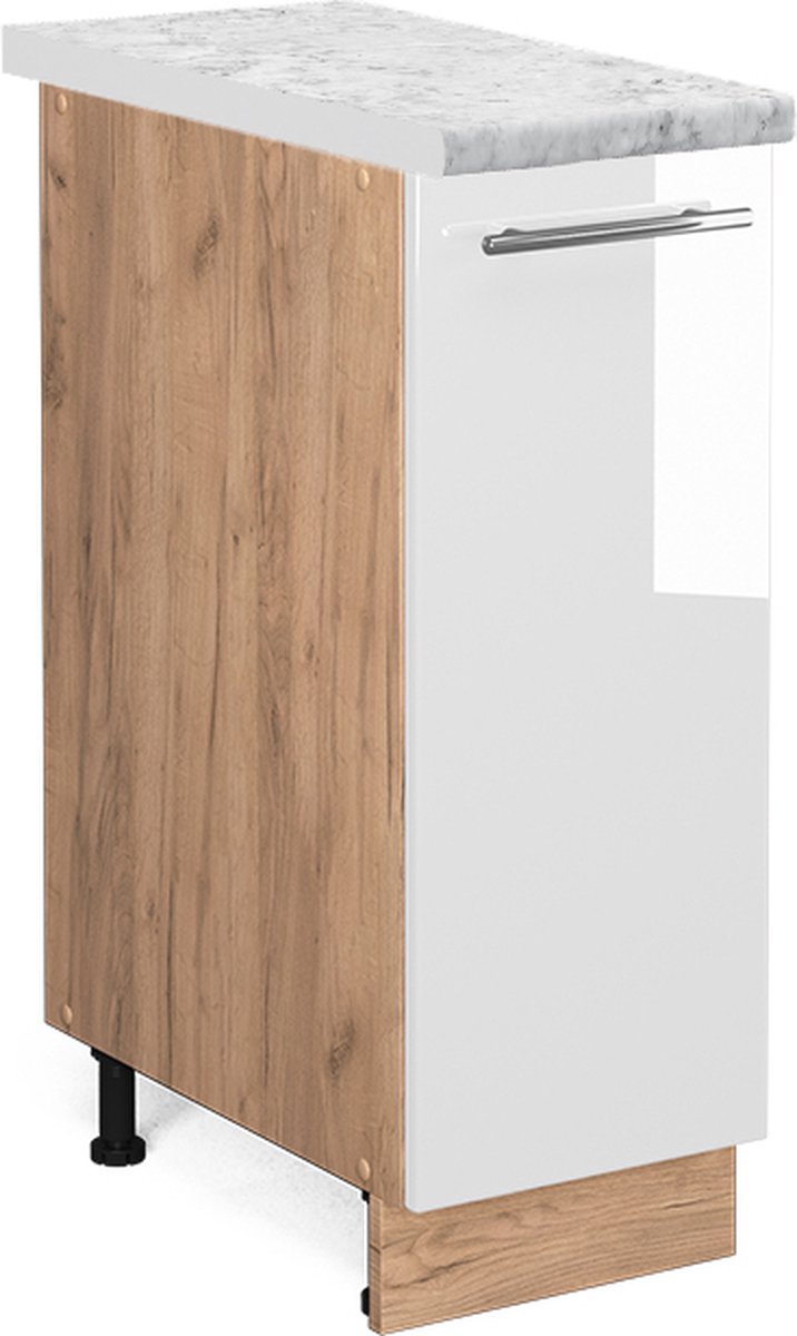 Vicco Fame-Line Apotheekkast – 30 cm, WB Marmer Wit Hoogglans Wit Hoogglans/Goudkleurig Eiken