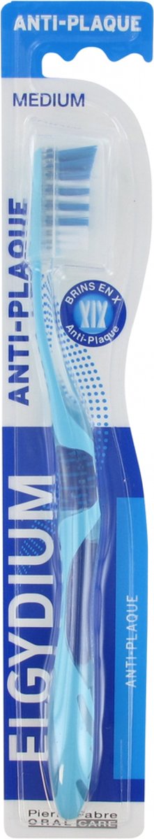 Elgydium Anti-Plaque Tandenborstel Medium (Kleur : Blauw)
