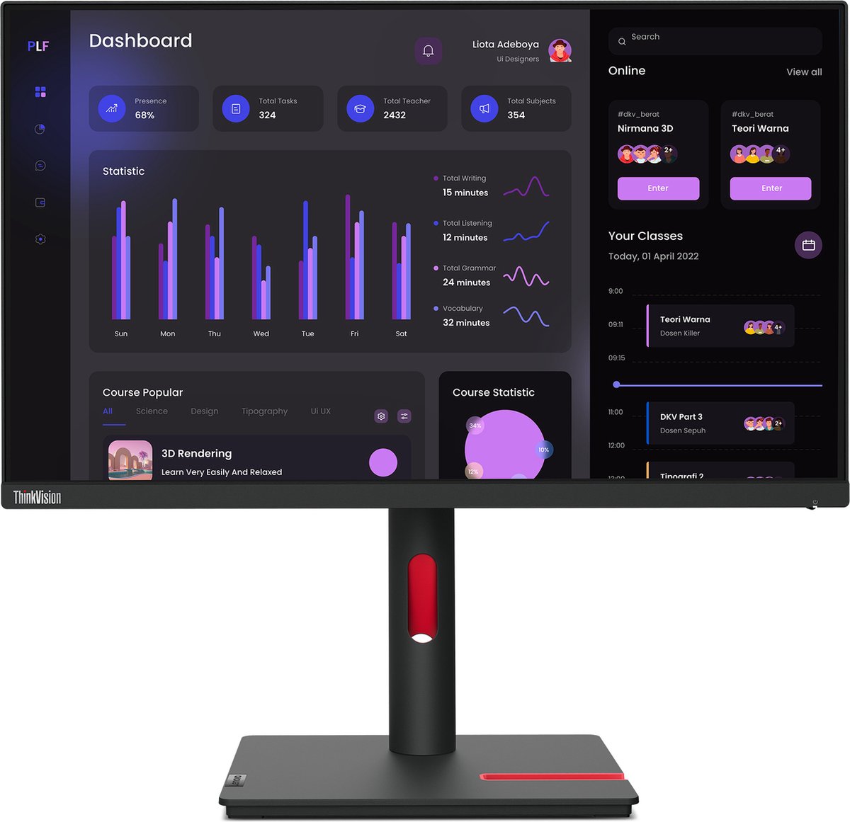 Lenovo ThinkVision T24i-30 60,5 cm (23.8 ) 1920 x 1080 Pixels Full HD LED Zwart