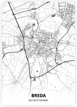 Breda plattegrond - A2 poster - Zwart witte stijl