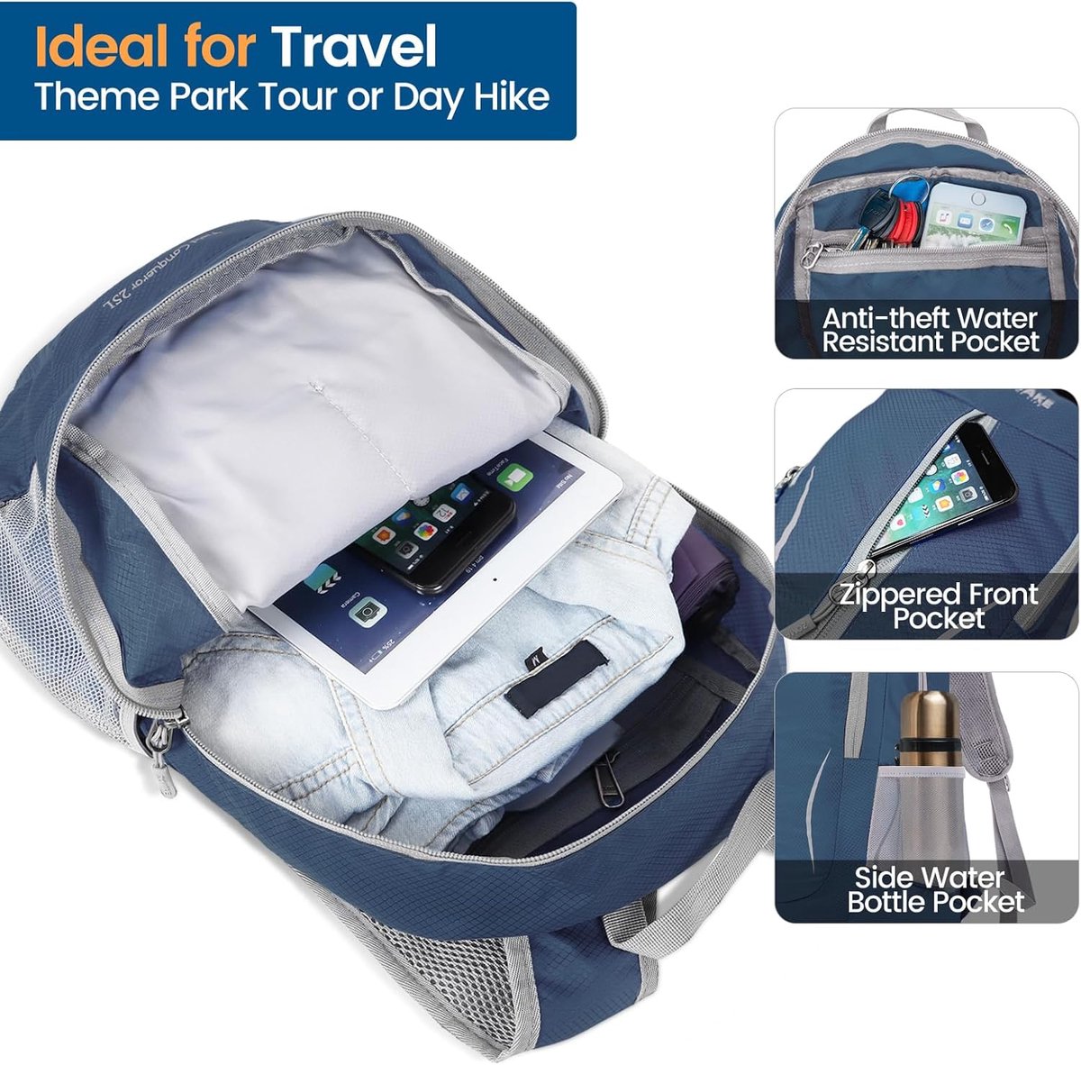 thumbnail: Emiyea Opvouwbare Wandelrugzak – Ultralicht, Waterdicht En Compact Voor Reizen En Sport