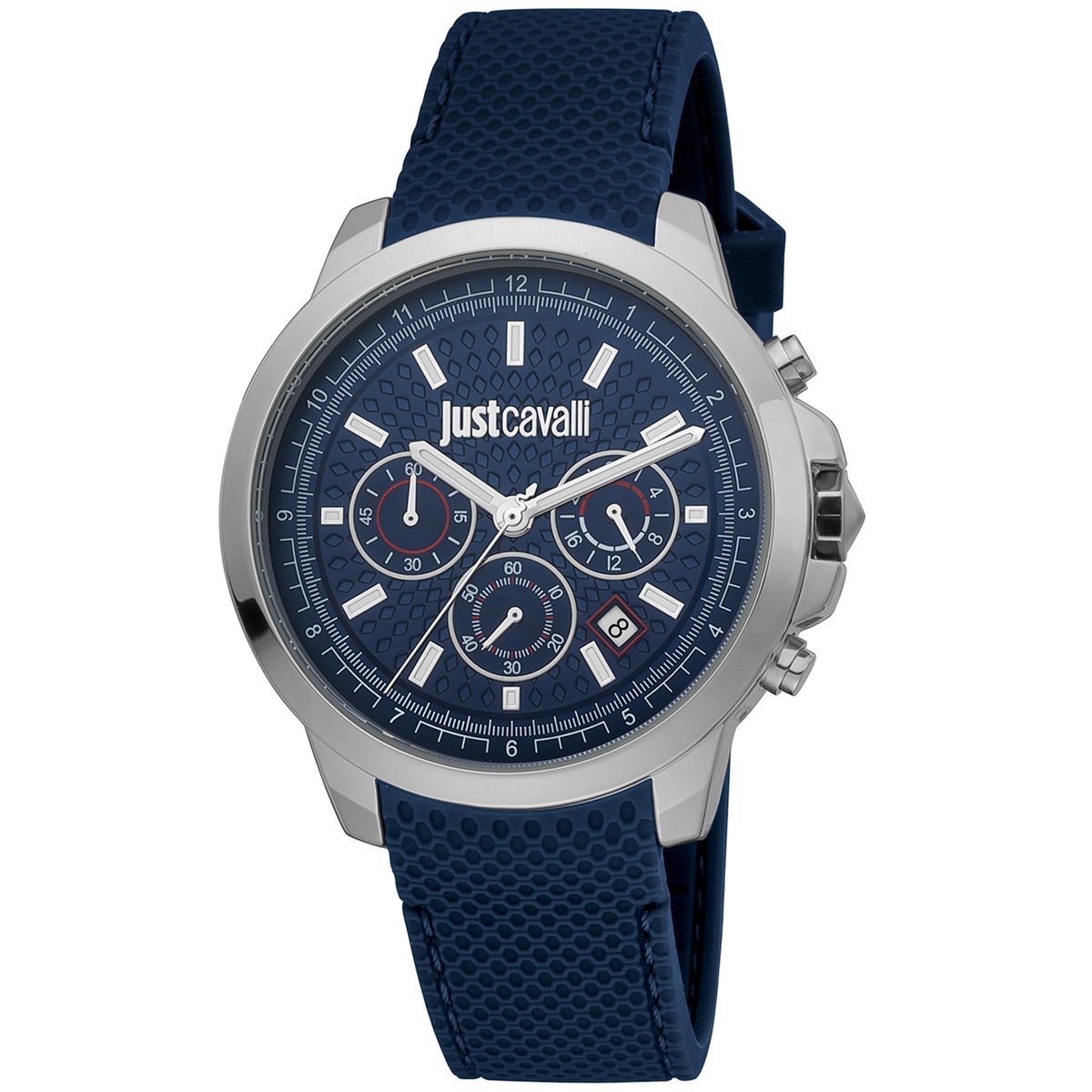 Just Cavalli Multicolor Herenhorloge Met Blauw Siliconen Band