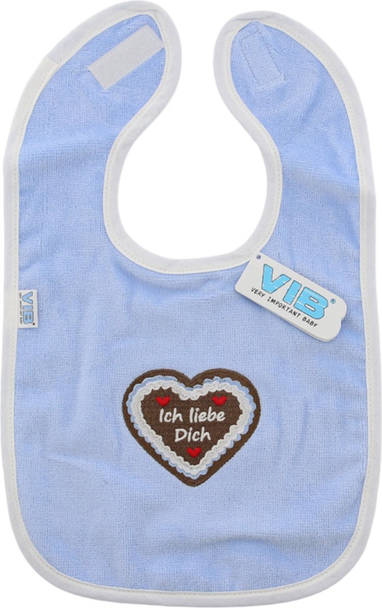 Goedkoopste VIB® - Slabbetje luxe velours - Ich liebe dich blauw/ wit - 1 stuks - Babykleertjes - Slabbetjes - zwangerschap aankondiging - baby aankondiging