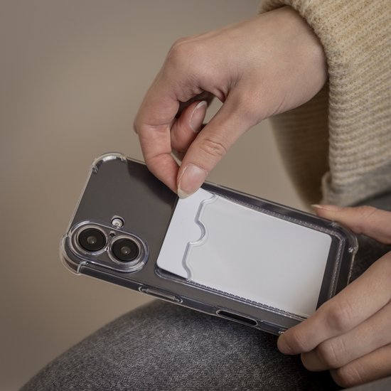 siliconen hoesje ShieldCase TPU avec porte-cartes adaptée à la coque Apple iPhone 16 - coque de téléphone avec porte-cartes - espace pour 1 carte - coque arrière transparente (transparente)