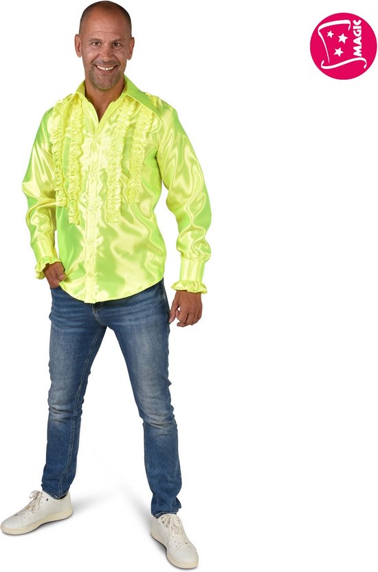 Magic By Freddy's - Jaren 80 & 90 Kostuum - Rouchen Blouse Neon Geel ...