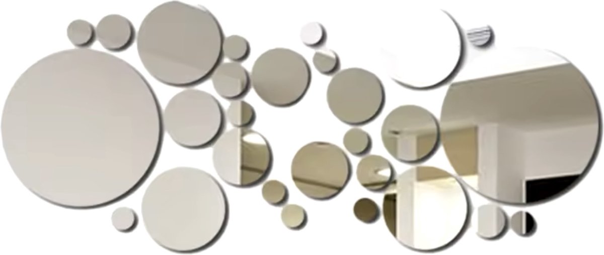 26 Miroirs Adhésifs Acrylique Argent - Déco Murale DIY Pour Maison Ou Bureau