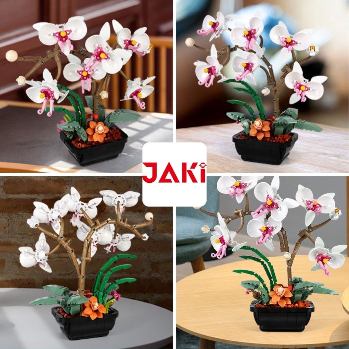 Jaki - Bloemenboeket orchidee wit | Botanical bloemenpracht bloemenvaas | Classic Creator STEM speelgoed bonsai bloemen mega bouwpakket compatibel met lego mould king mega | Icons modelbouw volwassenen & kinderen | Kunstbloemen | 581 bloks — afbeelding 6