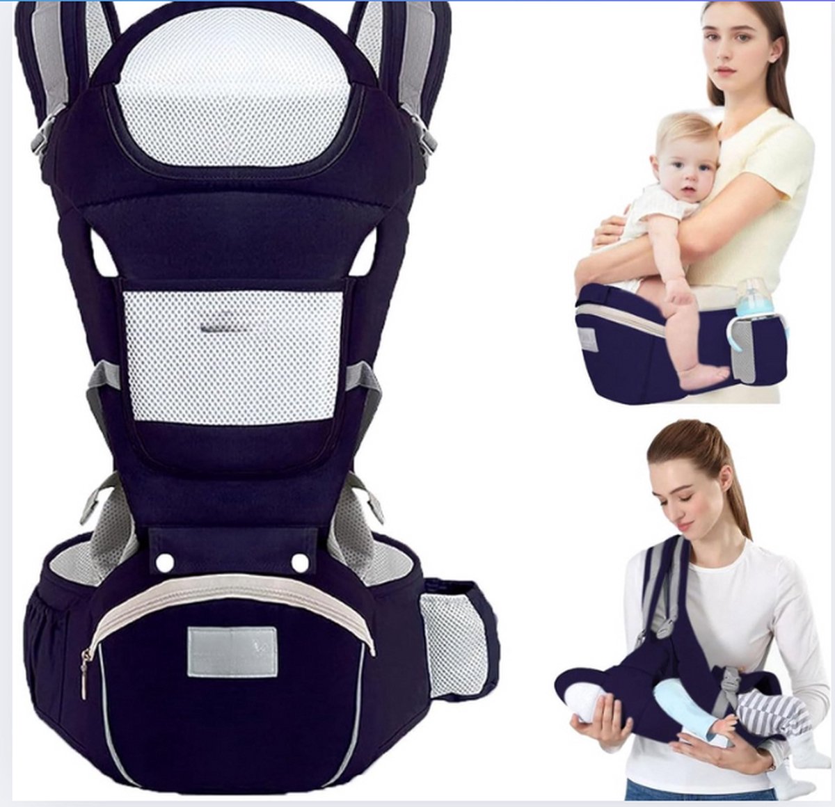 Image of 6-in-1 en ergonomisch, verstelbaar, voor baby's en kinderen van 3 tot 30 maanden (3,5 tot 20 kg) (Diepblauwe taille 71-118 cm)