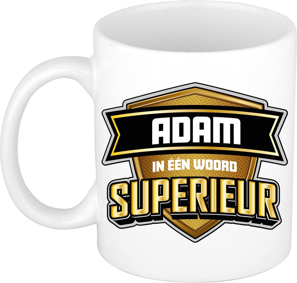 Bellatio Decorations Naam mok Adam - wit - Superieur - keramiek - 300 ml - collega beker - cadeau