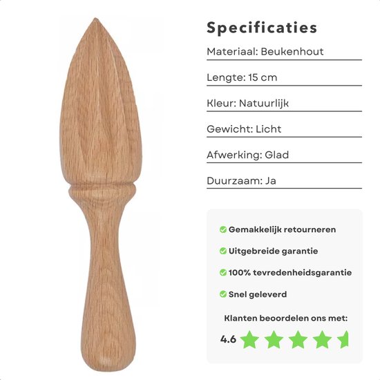 Handmatige Citruspers - Handpers - Citroenpers - Limoenpers - 15 cm - Beukenhout - Inclusief EBOOK van Merkloos — afbeelding 5