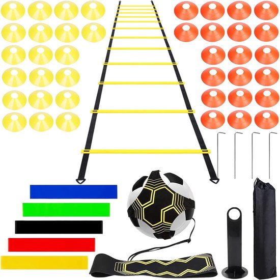 Voetbalhoedjesset met draagtas, slalom-kegels voor voetbaltraining