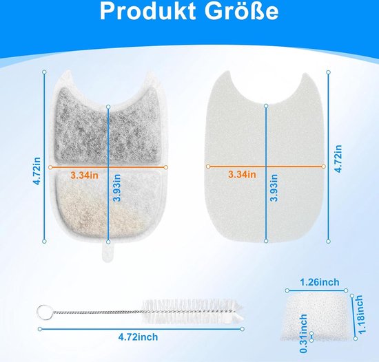 NOBXBON 12 kattenfonteinfilters: 6 actieve koolfilters 6 sponsfilters voor 3 maanden kattenfontein