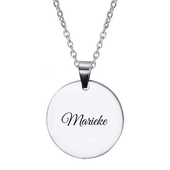 Collier en acier inoxydable avec gravure du nom - Marieke - Argent - Rond