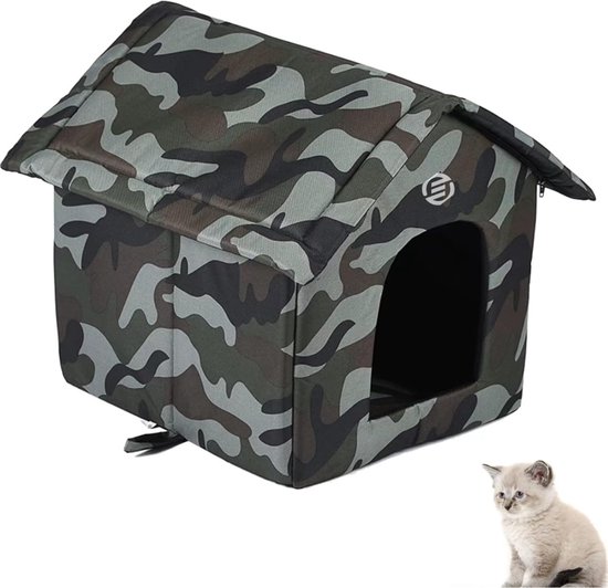 8582 Kattenhuis, 70 x 40 cm, voor buiten, winterbestendig, geïsoleerd, van hout