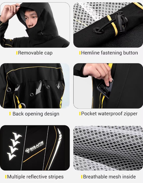 Motorpakken voor heren Dames Motorregenpak Reflecterend Waterdicht 2-delige set met jas en broek voor volwassenen Fietsen M blue