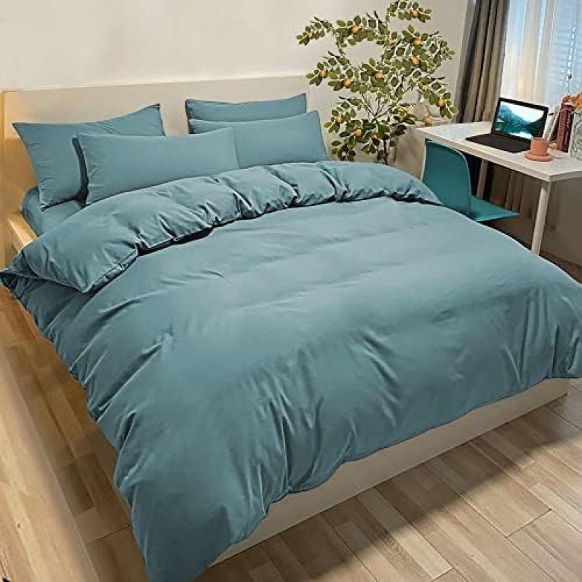 Dekbedovertrek van 240 x 260 cm met 2 kussenslopen van 65 x 65 cm, voor tweepersoonsbed, microvezel
