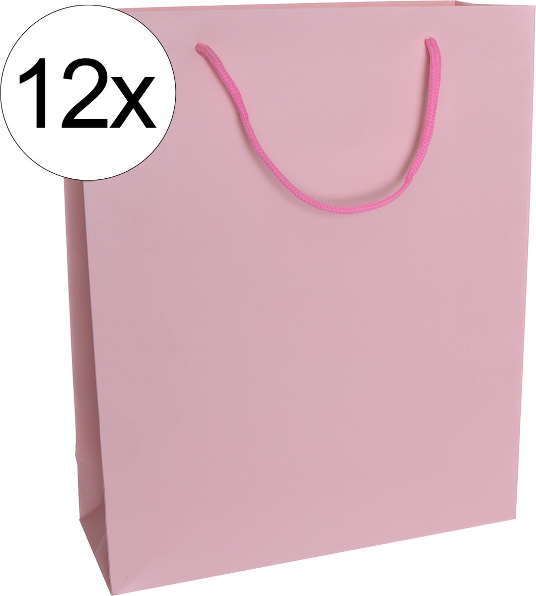 12st. stevige draagtassen papier (26x32x10)cm zak cadeautasje gift bag verpakking gedraaid koord greep