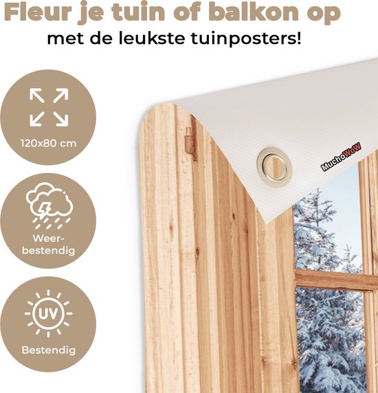 Affiche de jardin Vue - Paysage d'hiver - Nature - Berg - Arbres - Bois - 120x80 cm - Toile de jardin - Affiche d'extérieur
