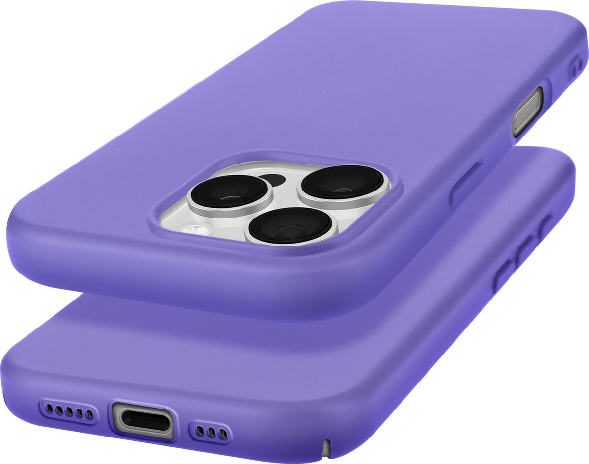Avizar Hoesje Geschikt voor Apple iPhone 16 Pro halfstijf Soft-touch Anti-sporen, Paars