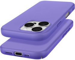 Avizar Hoesje Geschikt voor Apple iPhone 16 Pro halfstijf Soft-touch Anti-sporen, Paars