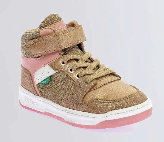 Kickers Baskets Filles Kickado Beige Rose Glitter BEIGE 25