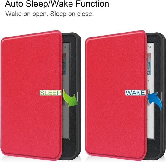e-Reader Hoesje Leather Book Case met Wake/Sleep-functie - Kobo Clara Colour / Clara BW Hoesje - Rood — afbeelding 4