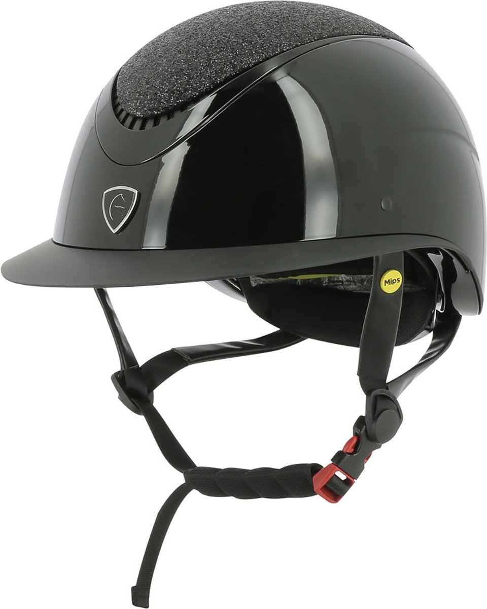 EQUITHEME WINGS SHINY VEILIGHEIDSHELM MET MIPS Zwart-zwart