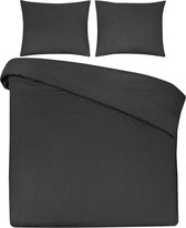 DoubleDry Housse de Couette 140 x 200/220 cm - 100 % Katoen Doux - Certifié OEKO-TEX & BSCI - Gris foncé