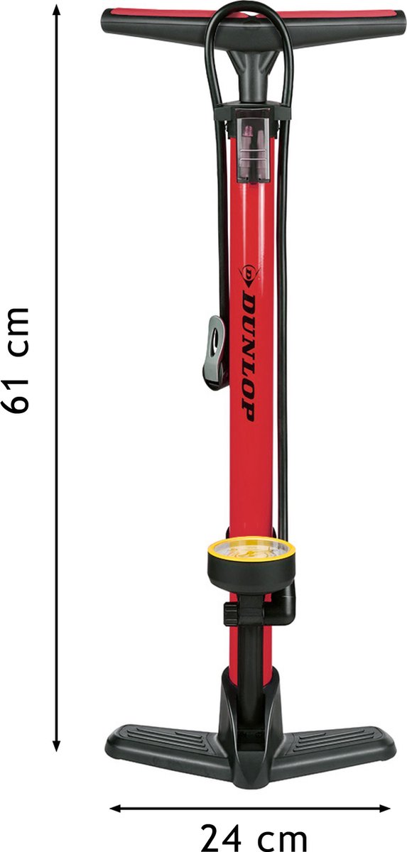 Dunlop Fietspomp met Drukmeter - Fiets Pomp voor Dunlop, Schrader en Frans Ventiel - Staande Pomp Incl. Adaptoren voor Waterspeelgoed en Ballen — afbeelding 8